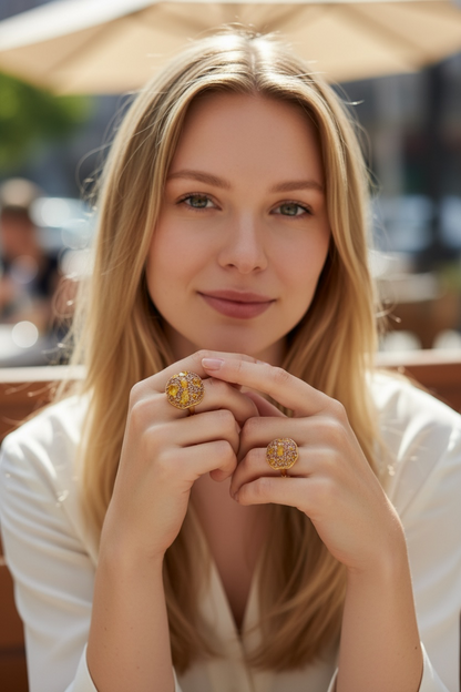Stone Pave Statement Ring for Women | Luxury Crystal Fashion Ring