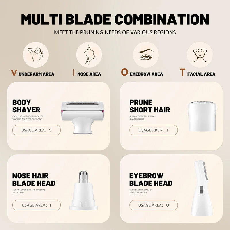 Portable 4-in-1 Lady Shaver & Trimmer