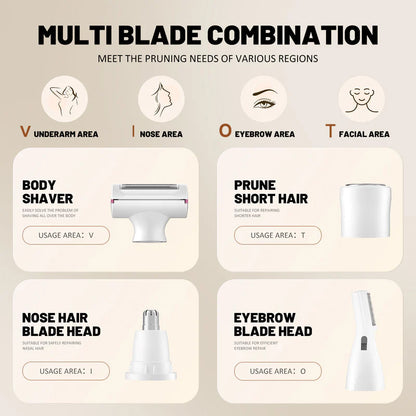Portable 4-in-1 Lady Shaver & Trimmer