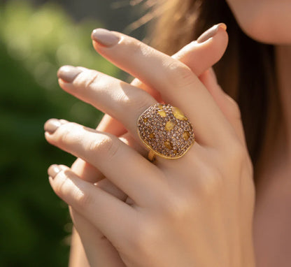 Stone Pave Statement Ring for Women | Luxury Crystal Fashion Ring